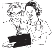 Fig. 4: Clipart gráfica de dos profesionales de la salud.